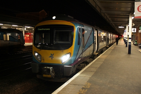 First Transpennine Express class 185 no. 185143 called at Doncaster on 13th March 2018 with a Cleethorpes bound service.